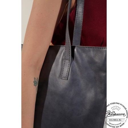 Женская кожаная сумка "Монреаль Нью" (синяя гладкая кожа)